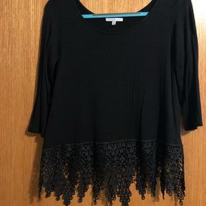 Charlotte Russe black long sleeve w crochet detail